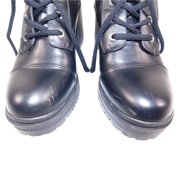 Nine West Black Combat Platform Heel Boots Size 8.5M - Picture 3 of 7